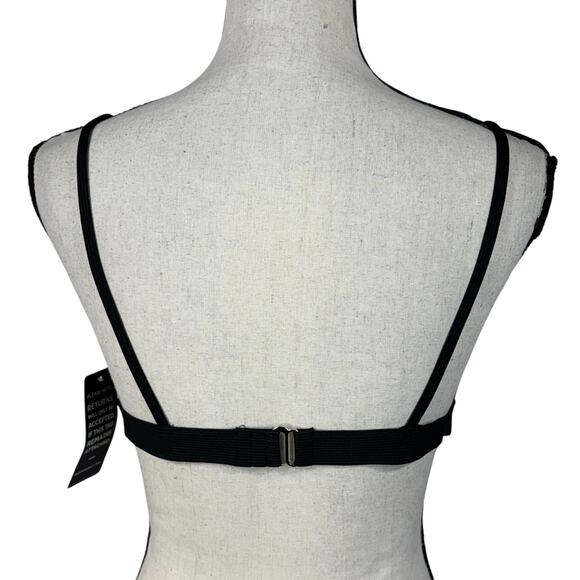 Blooming Jelly Large Bikini Swim Top Ribbed Keyhole Spaghetti Strap Padded Black - Picture 4 of 8